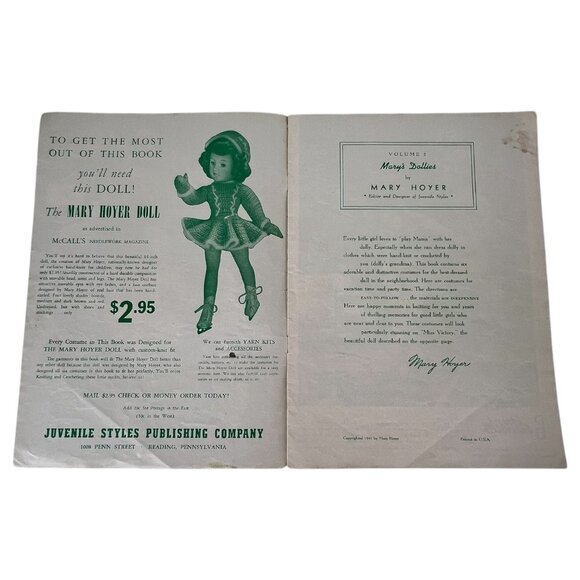 1941 Marys Dollies Volume No 5 Doll Clothes Pattern Book Knit Crochet Mary Hoyer - Picture 4 of 10